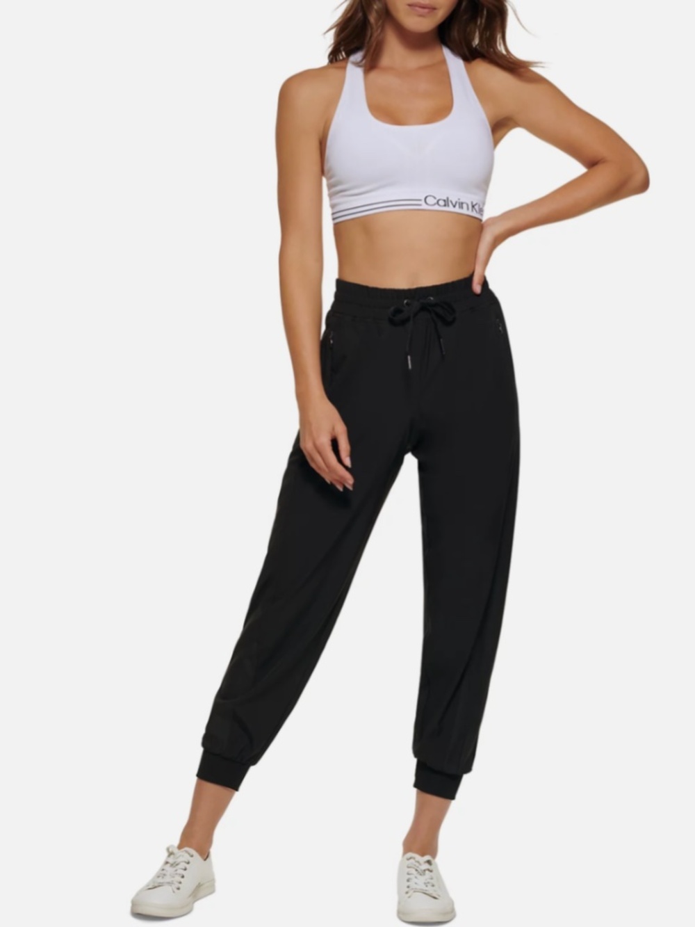CALVIN KLEIN Women's Performance Shine Blocked Jogger Pants Medium